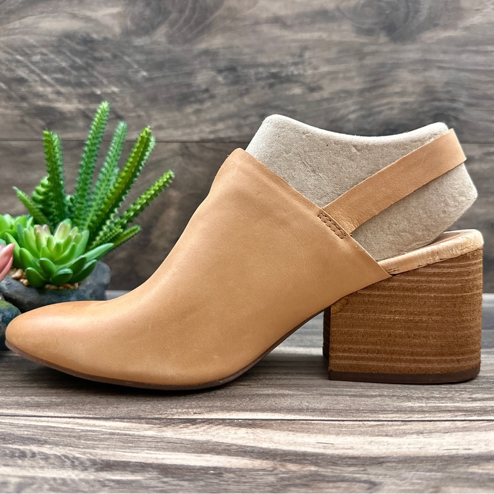 NIB Korks Kork Ease Rayleigh Slingback Block Heel Leather Clogs Natural - Picture 8 of 14